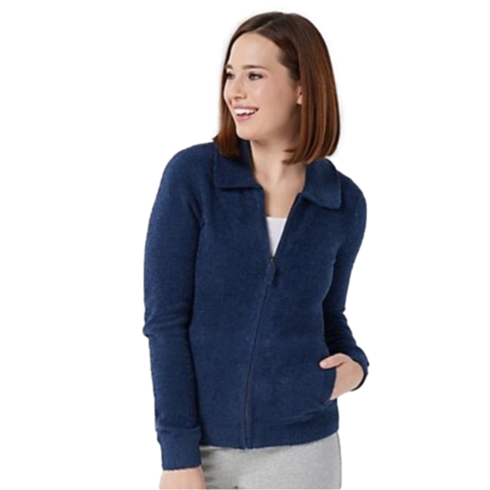 Barefoot Dreams CozyChic Lite Zip Up Jacket Blue Marine 1X NWT‎